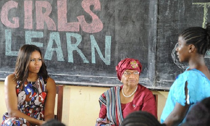 Michelle Obama visits Liberia to push for children to stay in school 